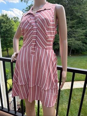 BCBGeneration Sleeveless Pink and White Striped Mini Dress